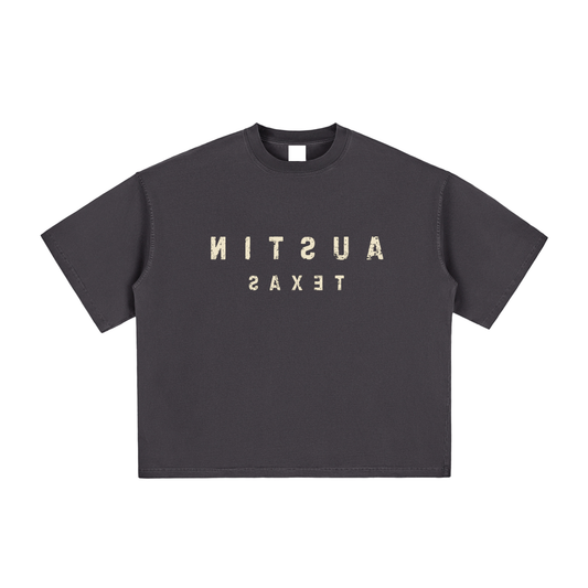 Black Austin Texas Reverse Cropped T-Shirt