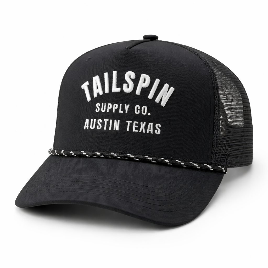 Black Mesh Tailspin Supply Co Logo Hat