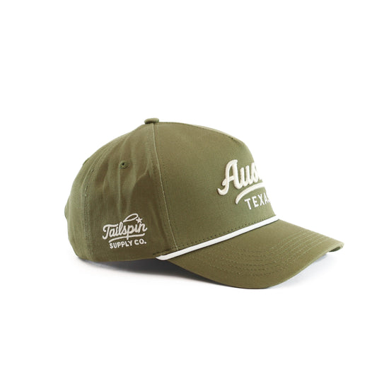Green Austin Texas Script Rope Hat