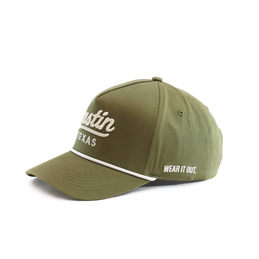 Green Austin Texas Script Rope Hat