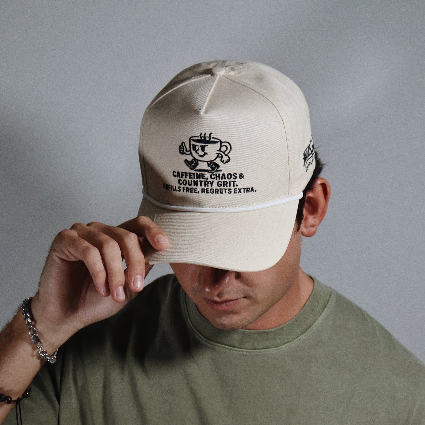Cream CAFFEINE, CHAOS & COUNTRY GRIT Rope Hat
