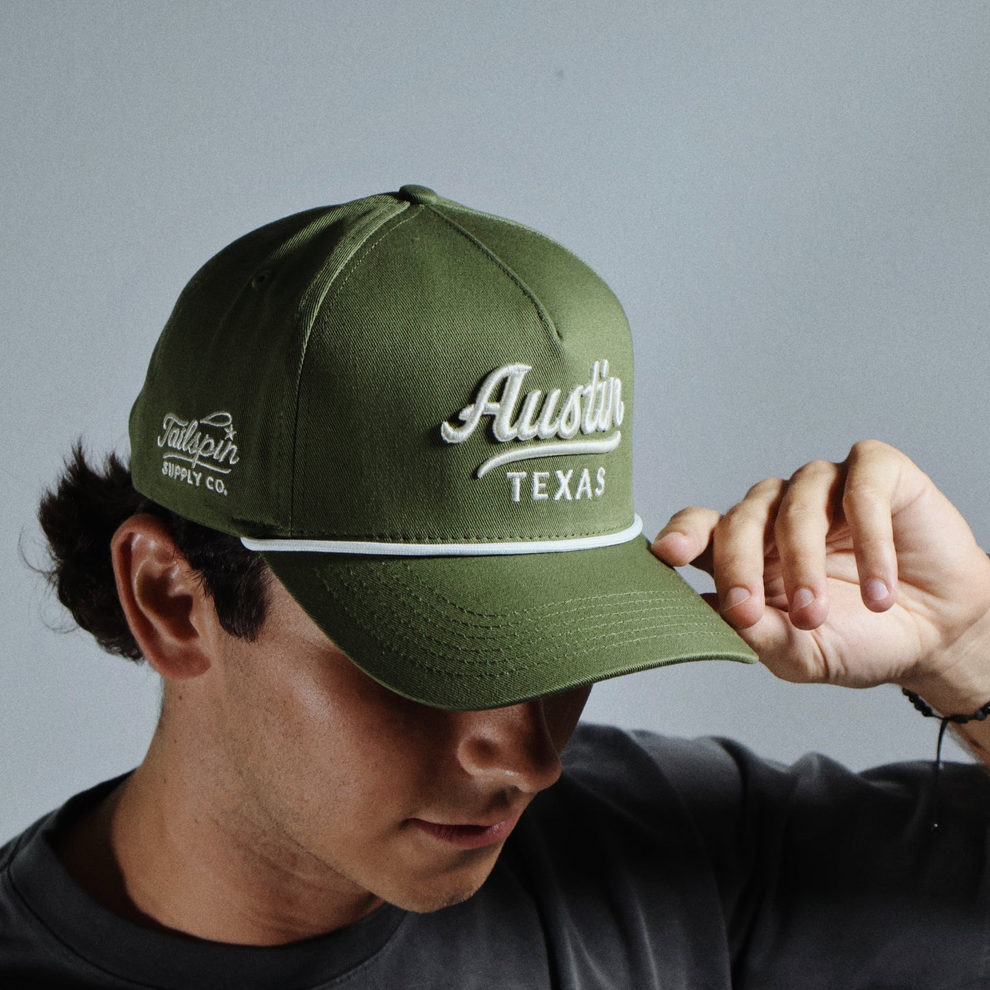 Green Austin Texas Script Rope Hat