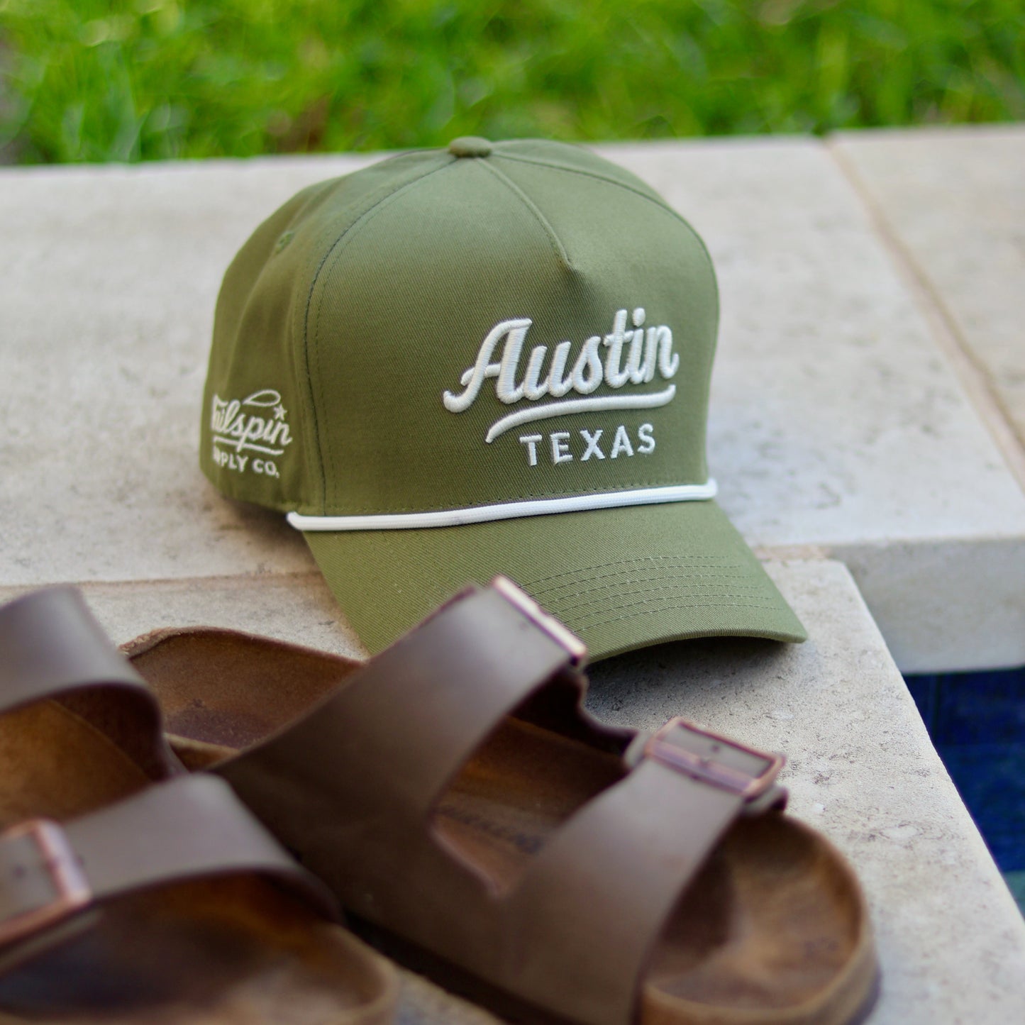 PREORDER - Green Austin Texas Script Rope Hat
