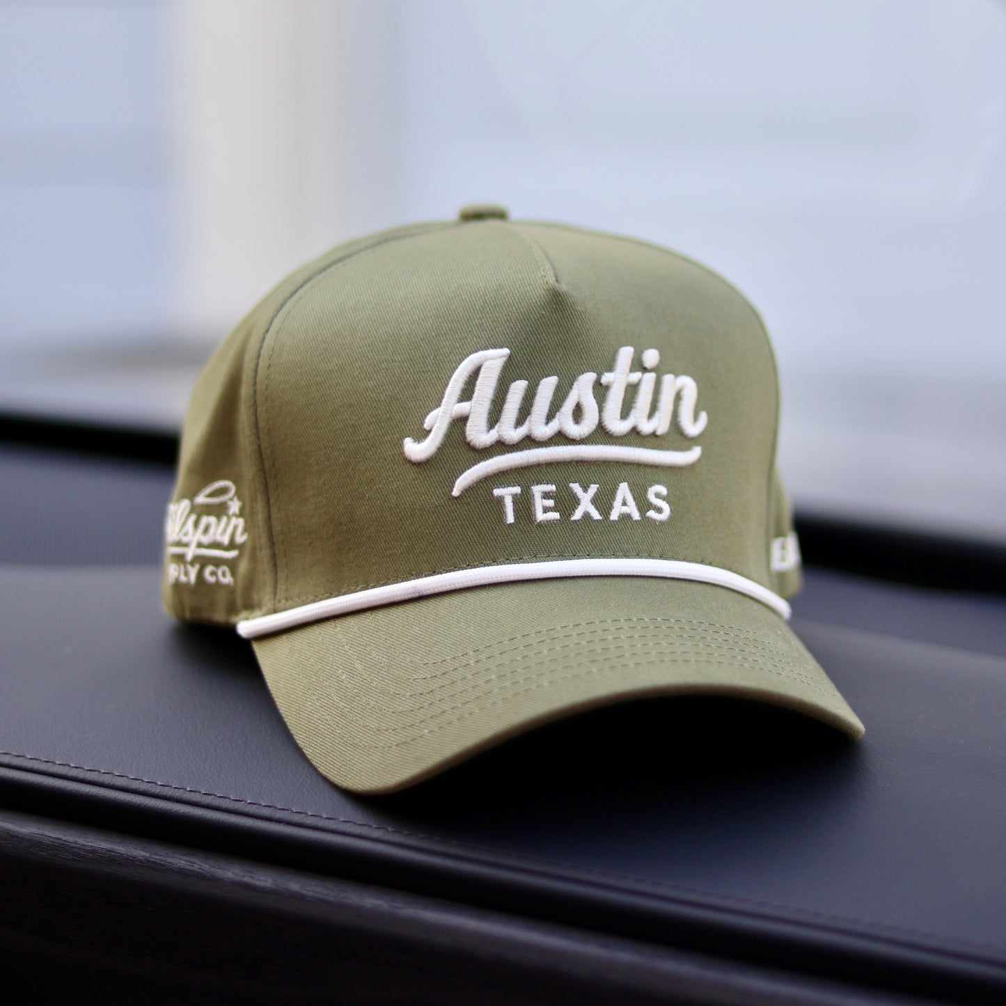 Green Austin Texas Script Rope Hat