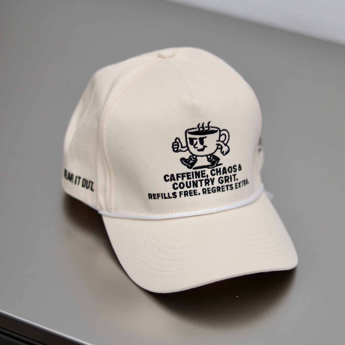 PREORDER - Cream CAFFEINE, CHAOS & COUNTRY GRIT Rope Hat