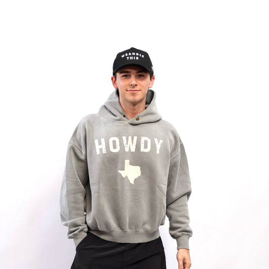 Howdy Texas Frayed Washed Fleece Hoodie