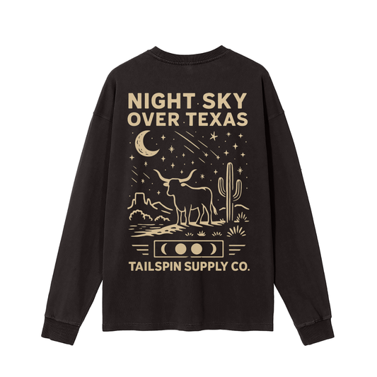 Night Sky Over Texas Long Sleeve T-Shirt
