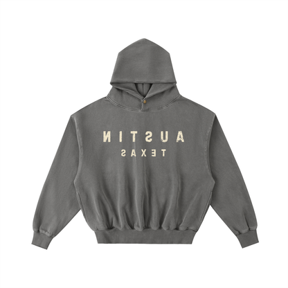 Reverse Austin Texas Frayed Washed Fleece Hoodie