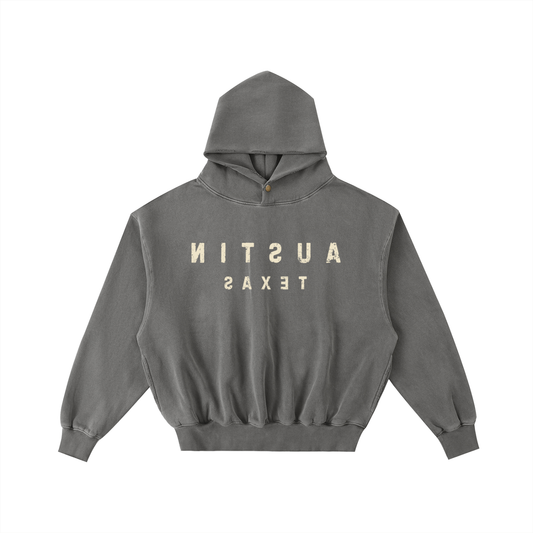 Reverse Austin Texas Frayed Washed Fleece Hoodie
