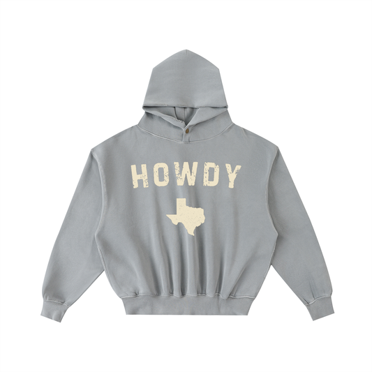 Howdy Texas Frayed Washed Fleece Hoodie