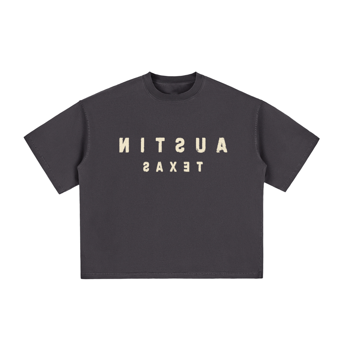 Black Austin Texas Reverse Cropped T-Shirt