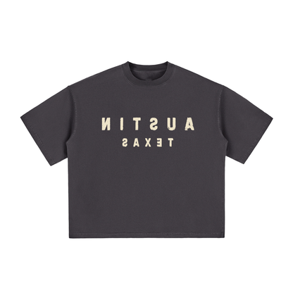 Black Austin Texas Reverse Cropped T-Shirt