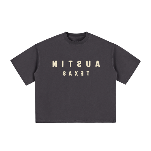 Black Austin Texas Reverse Cropped T-Shirt