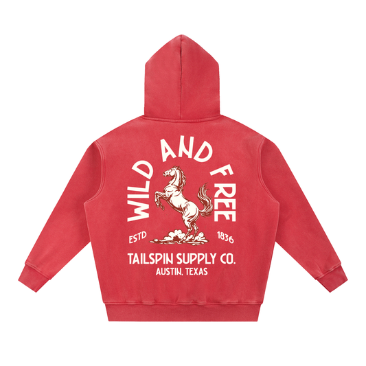 Wild and Free Bronco Hoodie - Red