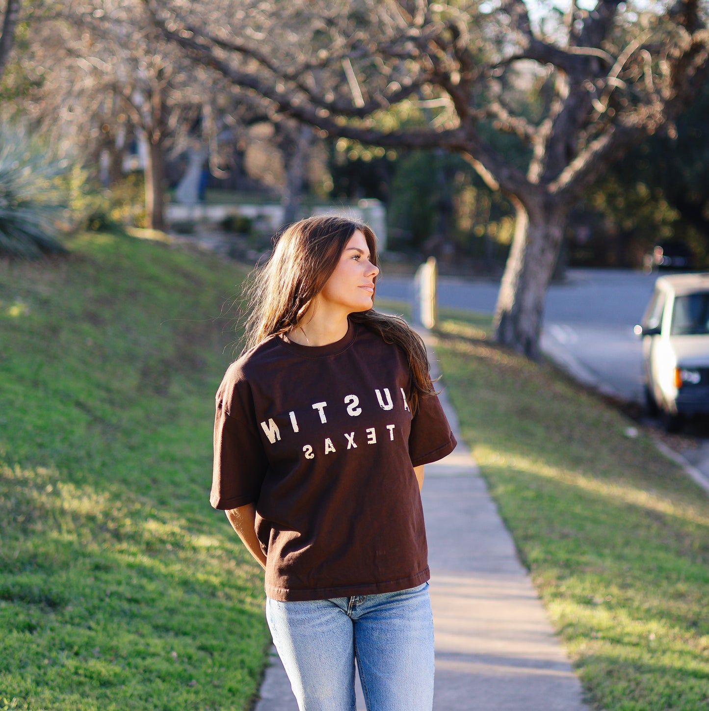 Ume Purple Austin Texas Reverse Cropped T-Shirt