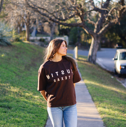 Ume Purple Austin Texas Reverse Cropped T-Shirt