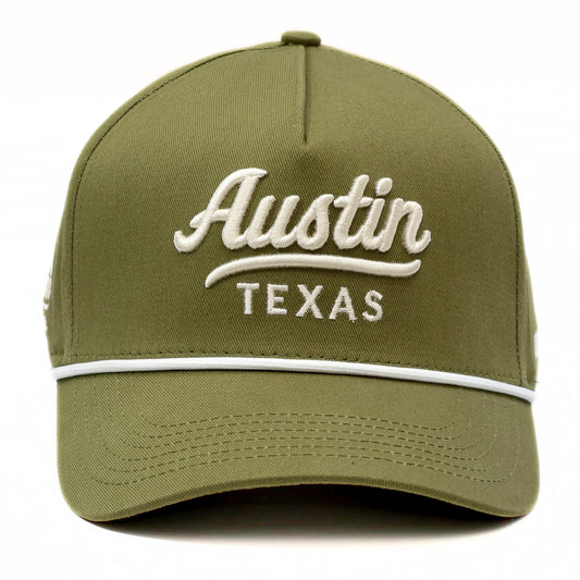 Green Austin Texas Script Rope Hat