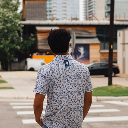 Austin Texas Performance Polo (Blue/White)
