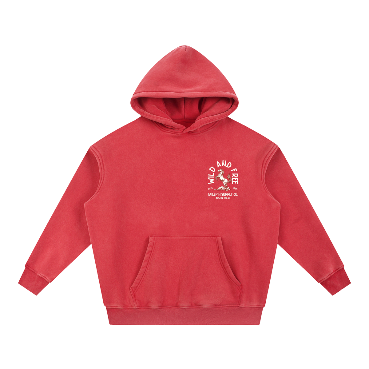 Wild and Free Bronco Hoodie - Red