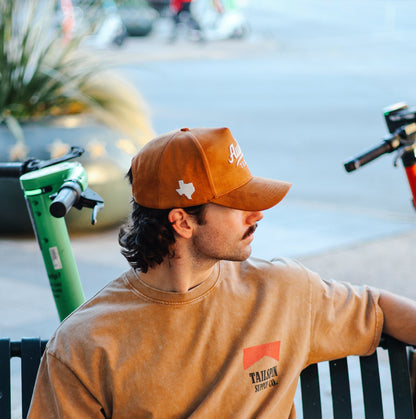 Suede Austin Texas Script Hat