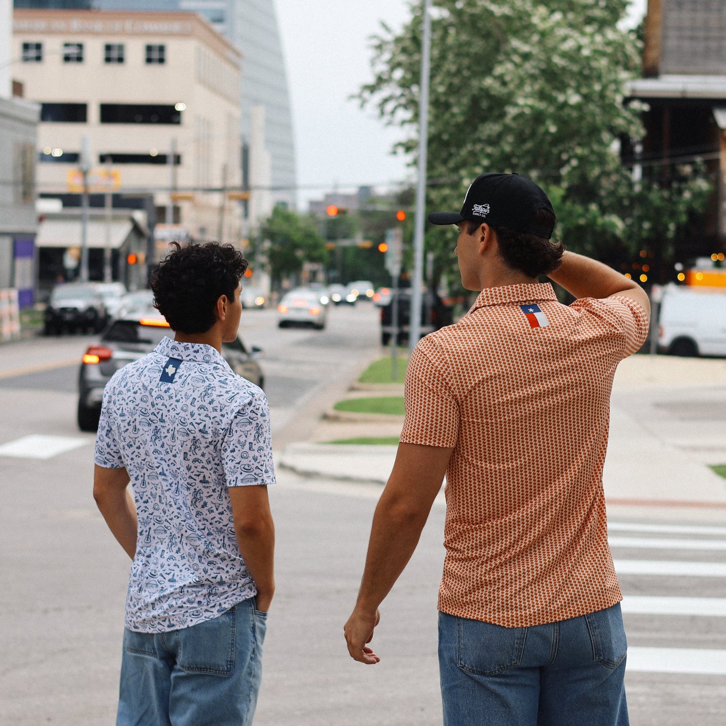 Austin Texas Performance Polo (Blue/White)