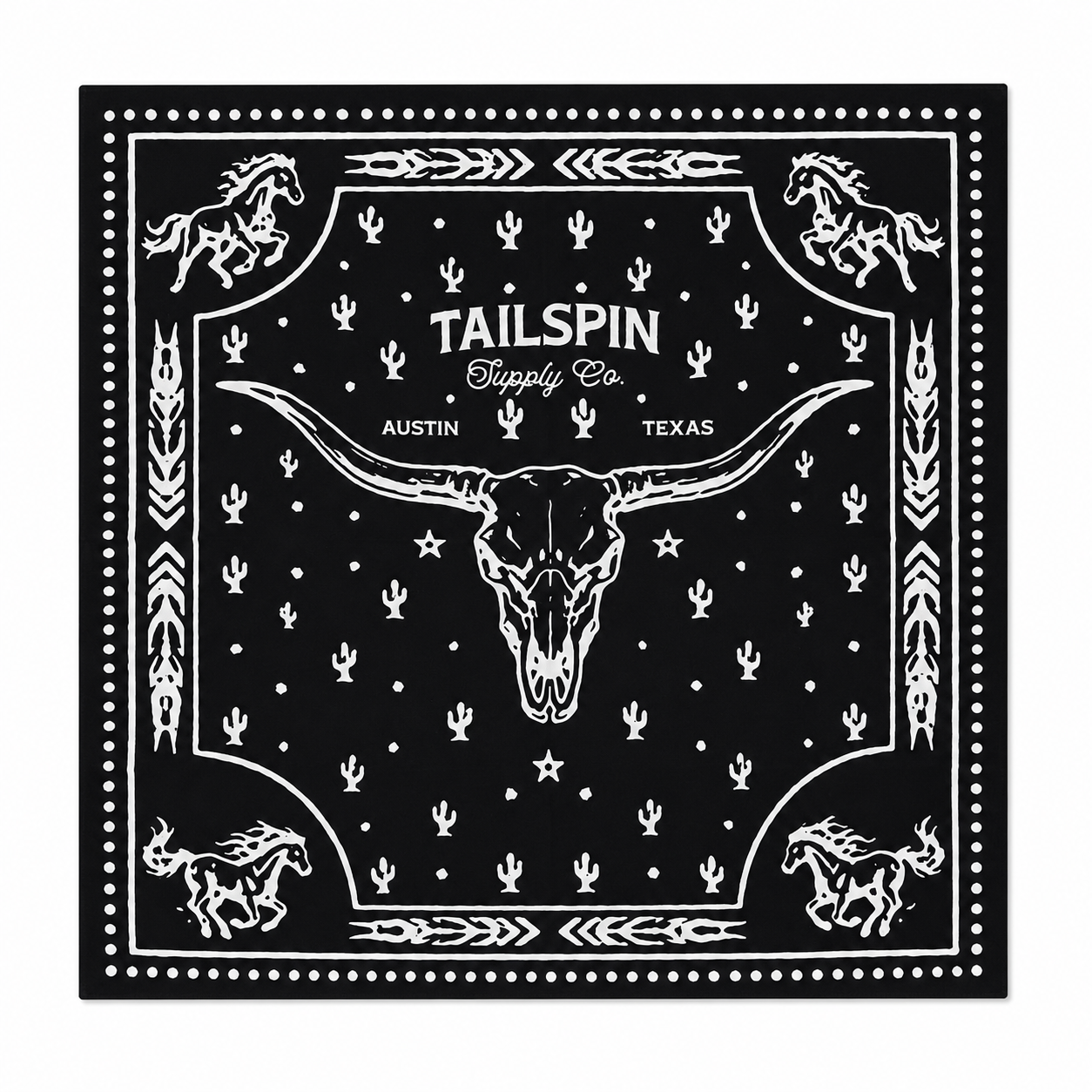 Longhorn Skull Bandana in Black