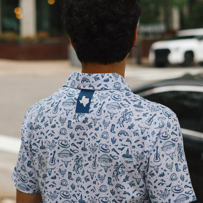 Austin Texas Performance Polo (Blue/White)