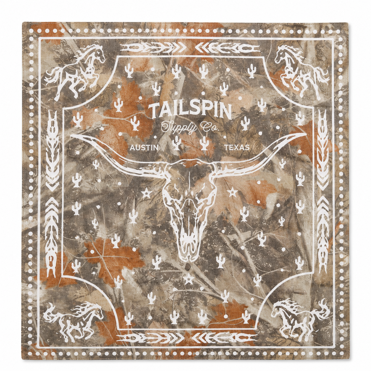 Longhorn Skull Bandana in Camo