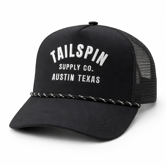 Black Mesh Tailspin Supply Co Logo Hat