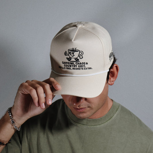 Cream CAFFEINE, CHAOS & COUNTRY GRIT Rope Hat