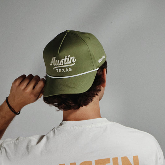 Green Austin Texas Script Rope Hat