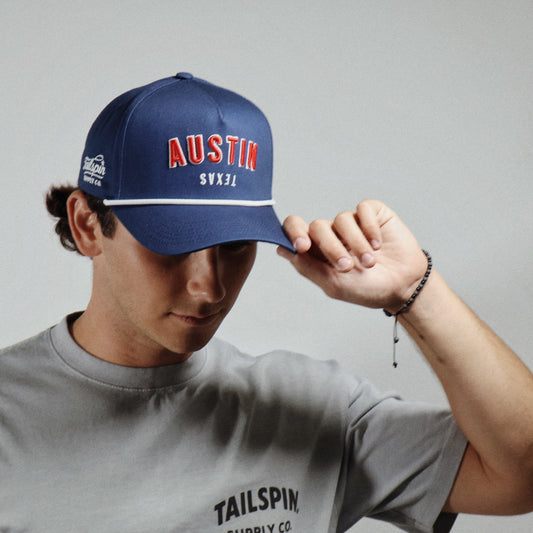 Navy Austin Texas Rope Hat