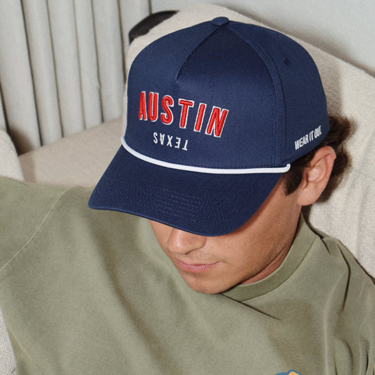 Navy Austin Texas Rope Hat