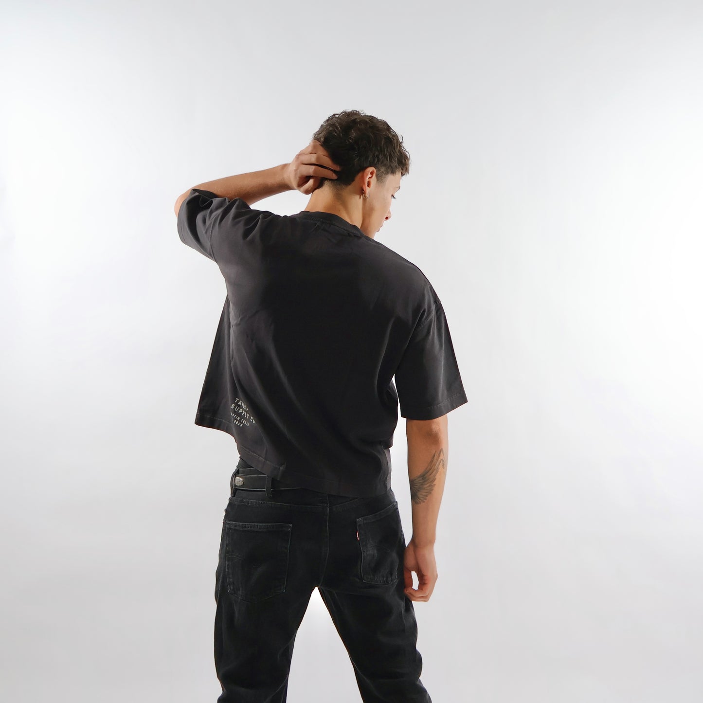 Black Austin Texas Reverse Cropped T-Shirt