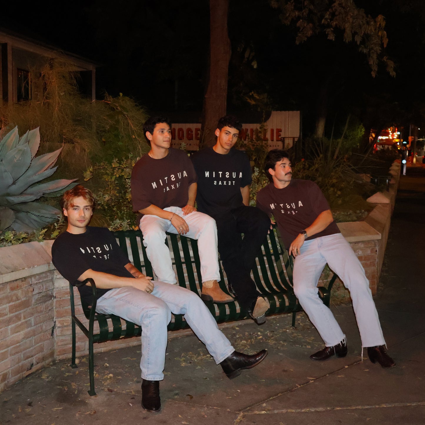 Black Austin Texas Reverse Cropped T-Shirt