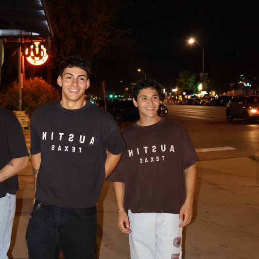 Black Austin Texas Reverse Cropped T-Shirt