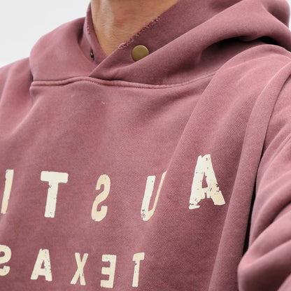 Reverse Austin Texas Frayed Washed Fleece Hoodie