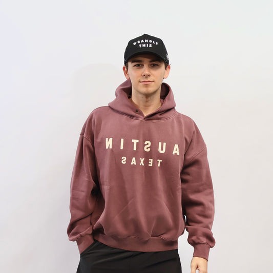 Reverse Austin Texas Frayed Washed Fleece Hoodie