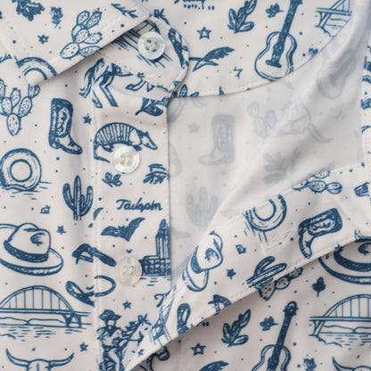 Austin Texas Performance Polo (Blue/White)