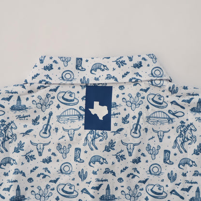Austin Texas Performance Polo (Blue/White)
