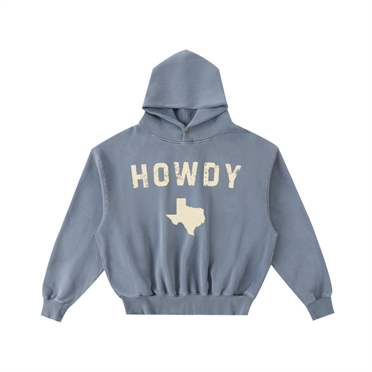 Howdy Texas Frayed Washed Fleece Hoodie